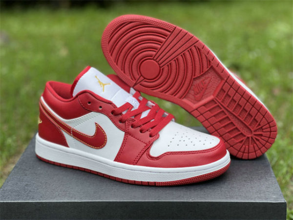Authentic Air Jordan 1 Low Red/Gold/White