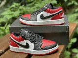 Authentic Air Jordan 1 Low GS White/Black-University Red