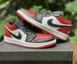 Authentic Air Jordan 1 Low GS White/Black-University Red