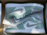 Authentic Air Jordan 1 Low GS New Emerald/White-Light Steel Grey