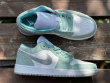 Authentic Air Jordan 1 Low GS New Emerald/White-Light Steel Grey