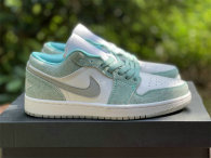 Authentic Air Jordan 1 Low GS New Emerald/White-Light Steel Grey