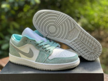 Authentic Air Jordan 1 Low New Emerald/White-Light Steel Grey
