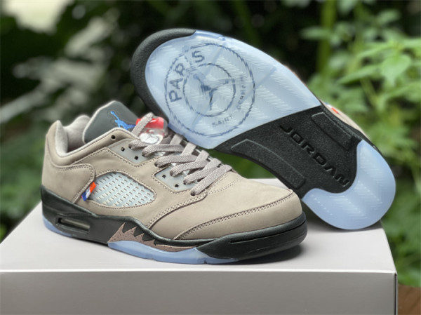 Authentic PSG x Air Jordan 5 Low Pumice/Black/Game Royal-Bright Crimson