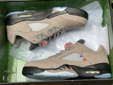 Authentic PSG x Air Jordan 5 Low Pumice/Black/Game Royal-Bright Crimson