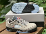 Authentic PSG x Air Jordan 5 Low Pumice/Black/Game Royal-Bright Crimson