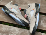 Authentic PSG x Air Jordan 5 Low Pumice/Black/Game Royal-Bright Crimson