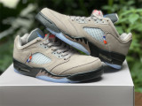Authentic PSG x Air Jordan 5 Low Pumice/Black/Game Royal-Bright Crimson