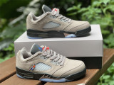 Authentic PSG x Air Jordan 5 Low Pumice/Black/Game Royal-Bright Crimson