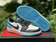 Authentic Air Jordan 1 Low OG White/Dark Powder Blue-Black