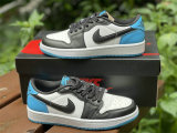 Authentic Air Jordan 1 Low OG White/Dark Powder Blue-Black