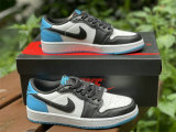 Authentic Air Jordan 1 Low OG White/Dark Powder Blue-Black