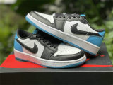 Authentic Air Jordan 1 Low OG White/Dark Powder Blue-Black