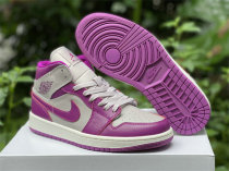 Authentic Air Jordan 1 Mid Magenta/White GS