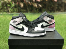 Authentic Air Jordan 1 Mid Black/White-Amethyst Wave-Bleached Coral