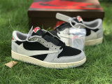 Authentic Travis Scott x Air Jordan 1 Low Grey/White/Black GS