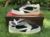 Authentic Travis Scott x Air Jordan 1 Low Grey/White/Black GS
