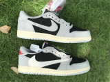 Authentic Travis Scott x Air Jordan 1 Low Grey/White/Black GS