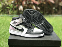 Authentic Air Jordan 1 Mid GS Black/White-Amethyst Wave-Bleached Coral