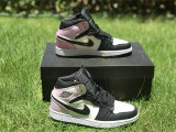 Authentic Air Jordan 1 Mid GS Black/White-Amethyst Wave-Bleached Coral
