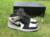 Authentic Air Jordan 1 Mid GS Black/White-Amethyst Wave-Bleached Coral
