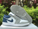 Authentic Air Jordan 1 Low Grey/Blue GS