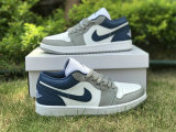 Authentic Air Jordan 1 Low Grey/Blue GS