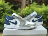 Authentic Air Jordan 1 Low Grey/Blue GS