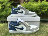 Authentic Air Jordan 1 Low Grey/Blue GS