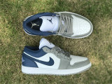 Authentic Air Jordan 1 Low Grey/Blue GS