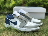 Authentic Air Jordan 1 Low Grey/Blue GS