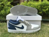 Authentic Air Jordan 1 Low Grey/Blue GS