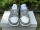 Authentic Air Jordan 1 Low Grey/Blue GS