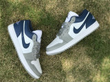 Authentic Air Jordan 1 Low Grey/Blue GS