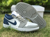 Authentic Air Jordan 1 Low Grey/Blue GS