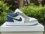 Authentic Air Jordan 1 Low Grey/Blue GS