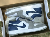 Authentic Air Jordan 1 Low Grey/Blue GS
