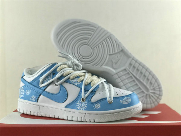 Authentic Nike Dunk Low White/Light Blue/Black