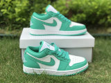 Authentic Air Jordan 1 Low White/New Emerald GS