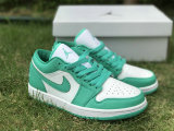 Authentic Air Jordan 1 Low White/New Emerald GS