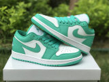 Authentic Air Jordan 1 Low White/New Emerald GS
