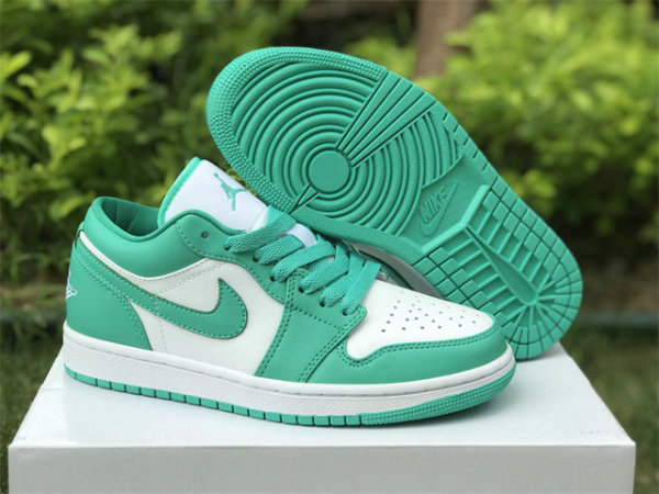 Authentic Air Jordan 1 Low White/New Emerald GS