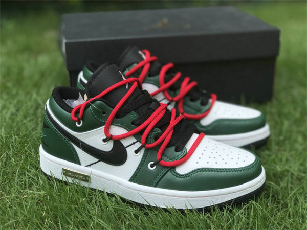 Authentic Air Jordan 1 Low Green/White/Black GS