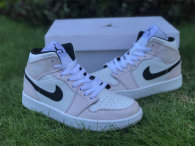 Authentic Air Jordan 1 Mid GS Light Pink/White/Black