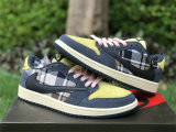 Authentic Travis Scott x Air Jordan 1 Low Pink/Yellow/White/Blue GS