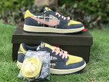Authentic Travis Scott x Air Jordan 1 Low Pink/Yellow/White/Blue GS