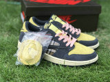 Authentic Travis Scott x Air Jordan 1 Low Pink/Yellow/White/Blue GS