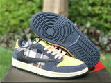 Authentic Travis Scott x Air Jordan 1 Low Pink/Yellow/White/Blue GS