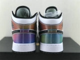 Authentic Air Jordan 1 Mid GS Black/White/Rainbow Color