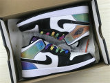 Authentic Air Jordan 1 Mid GS Black/White/Rainbow Color